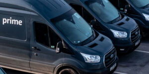 parked amazon prime vans